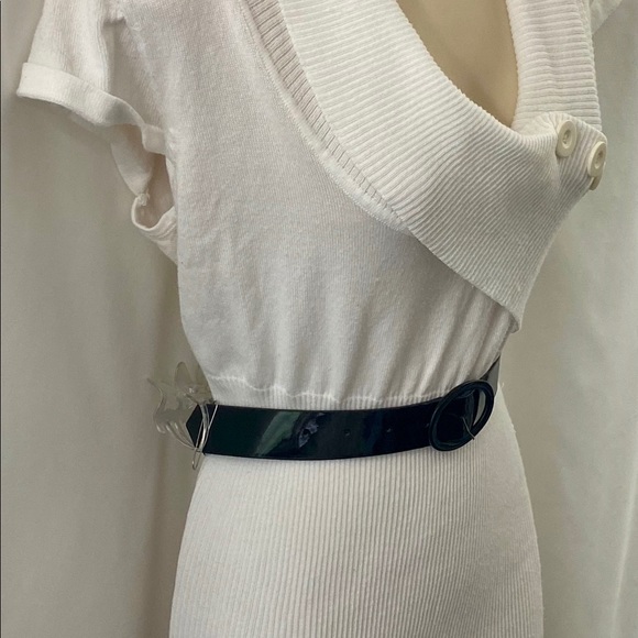 DOTS White Knit Asymmetrical Belted Sweater M - Picture 5 of 16